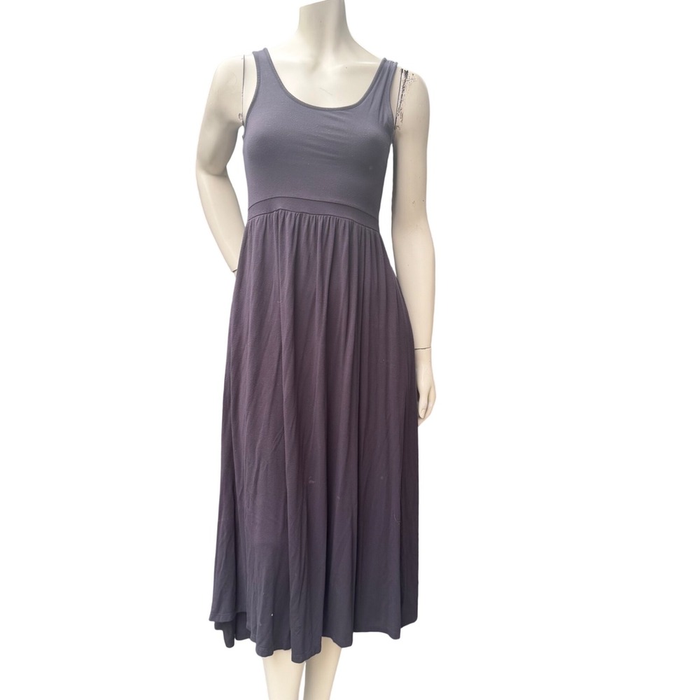 JO & CO Tank Midi Dress Pockets Faded Black Rayon Minimalist Clean Girl Comfy S